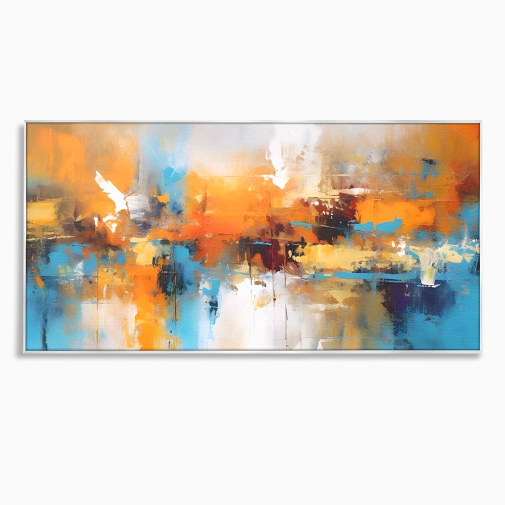 Tablou canvas cu tablou canvas abstract orizontal, in rama de aluminiu argintiu